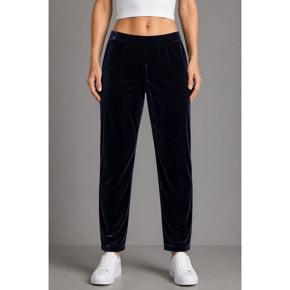 Cache Velour Pull-on Skinny Leg Pants Blue L